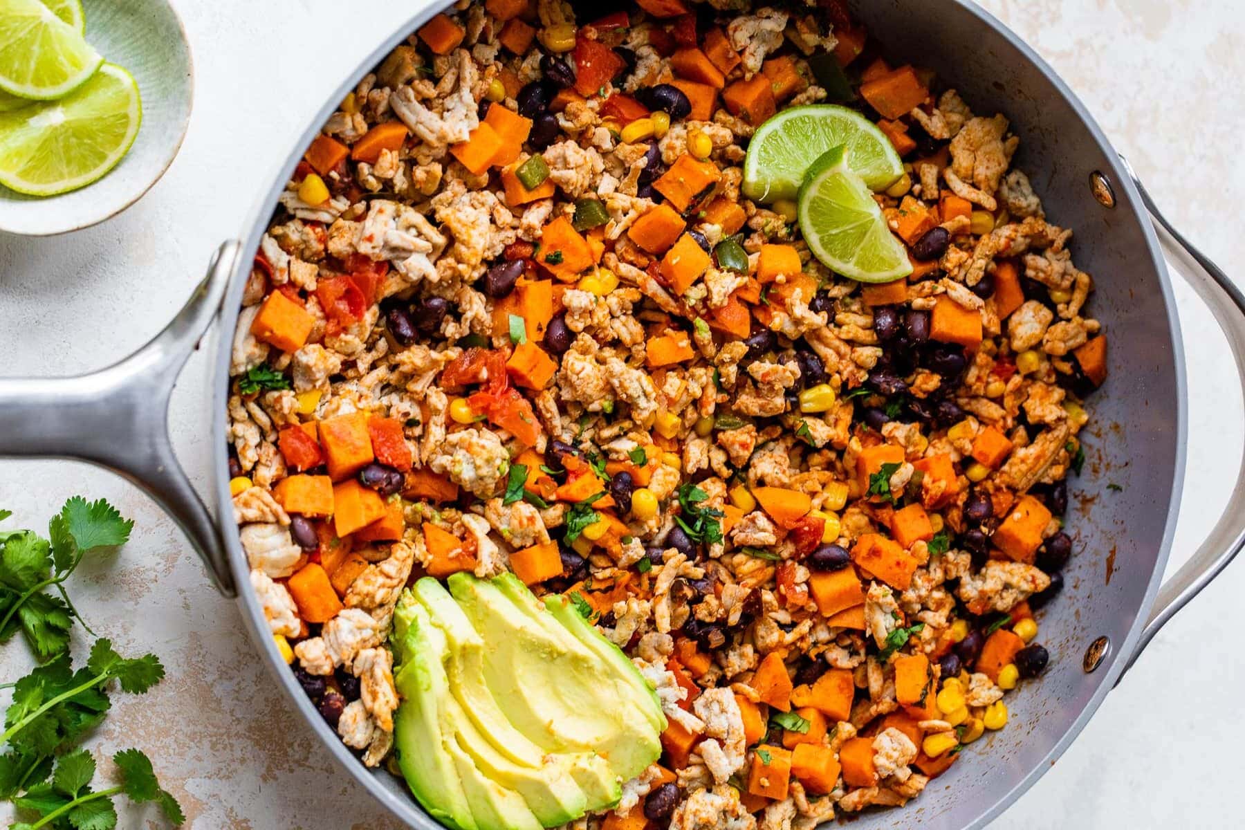 Ground Turkey Skillet with Sweet Potatoes and Black Beans