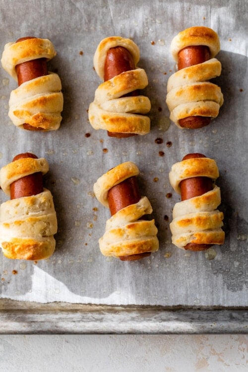 hot dogds wrapped in dough.
