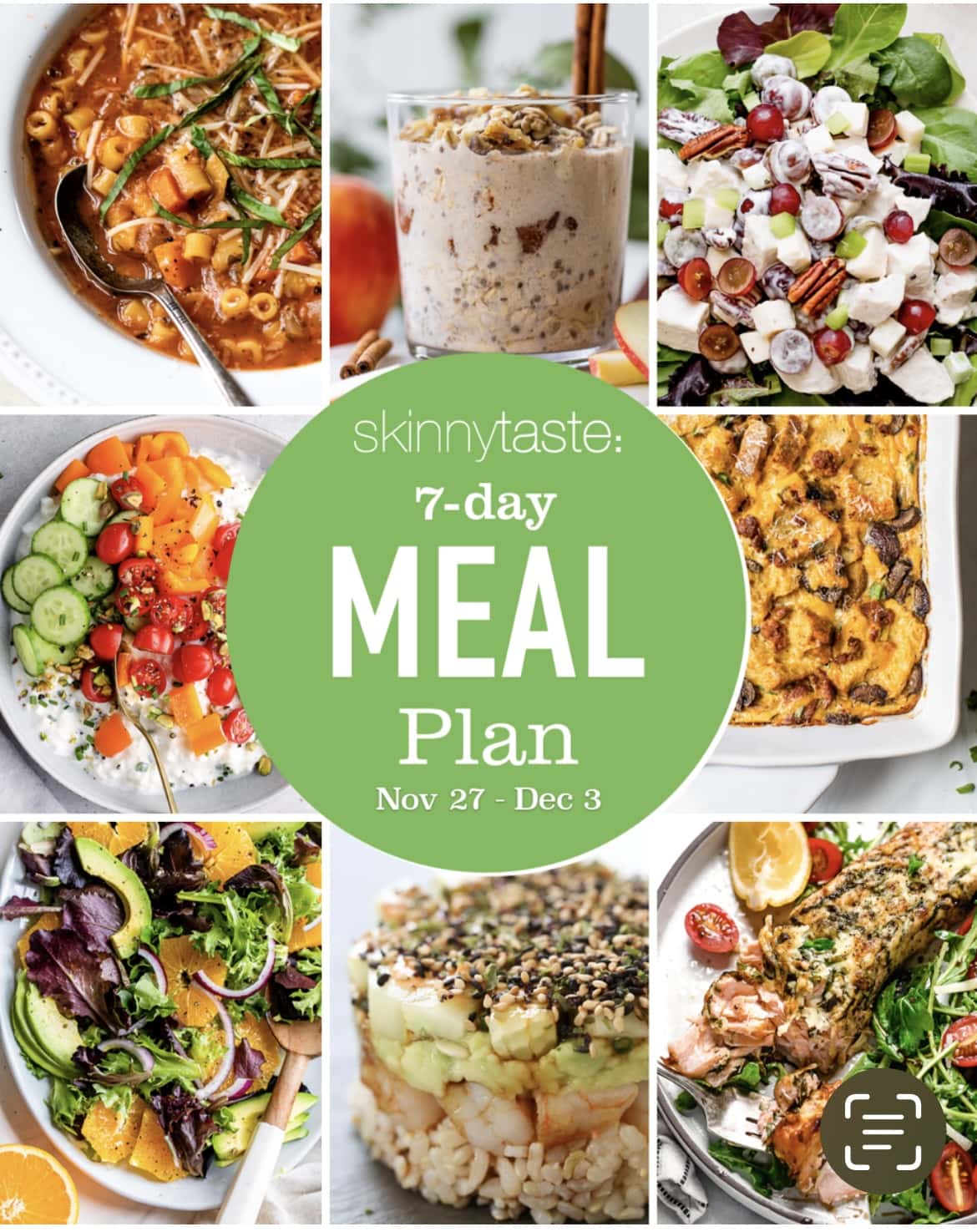 Free 7 Day Healthy Meal Plan (Nov 27- Dec 3)