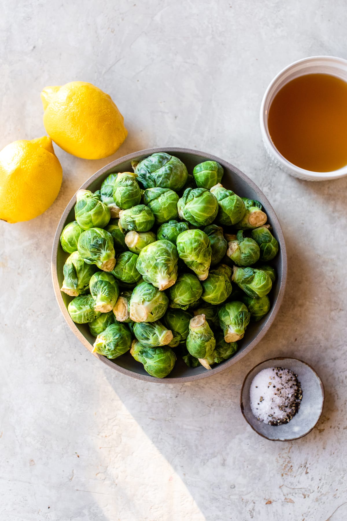 brussels sprouts with lemon, salt and broth