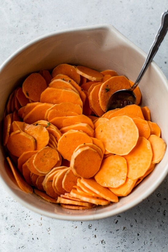 thin sliced sweet potatoes