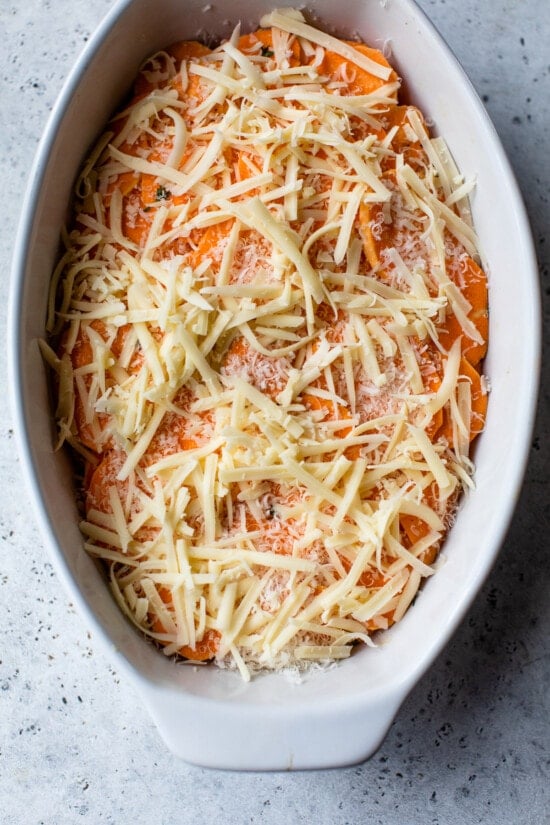 Sweet Potatoes topped with gruyere