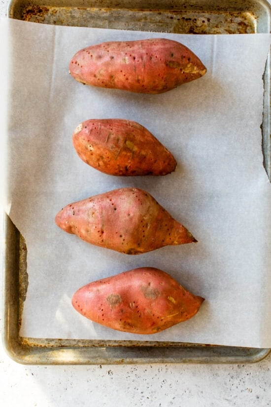sweet potatoes ready for the oven