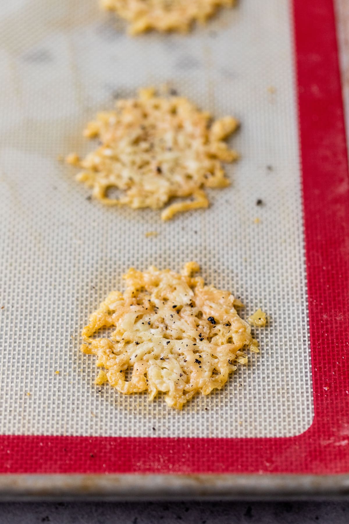 parmesan crisps out of the oven