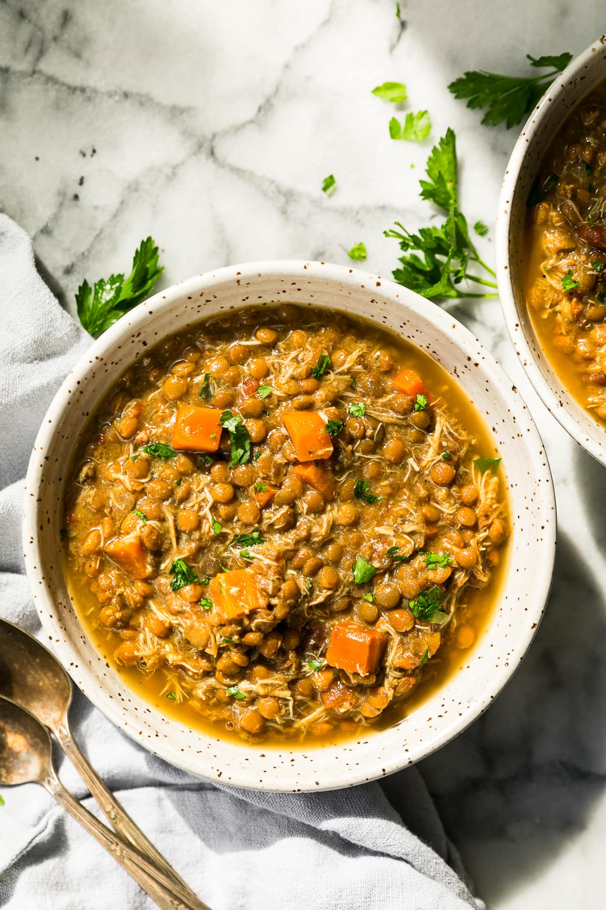 slow cooker chicken and lentil soup