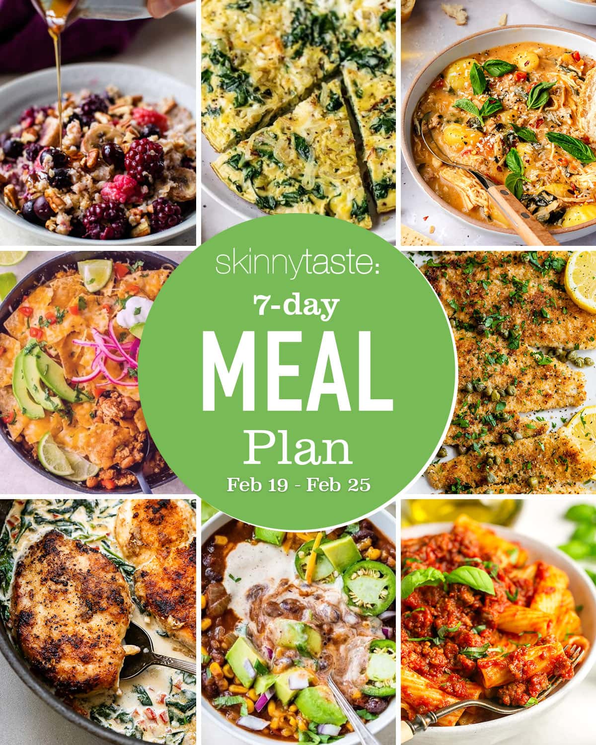Free 7 Day Healthy Meal Plan (Feb 19-25)