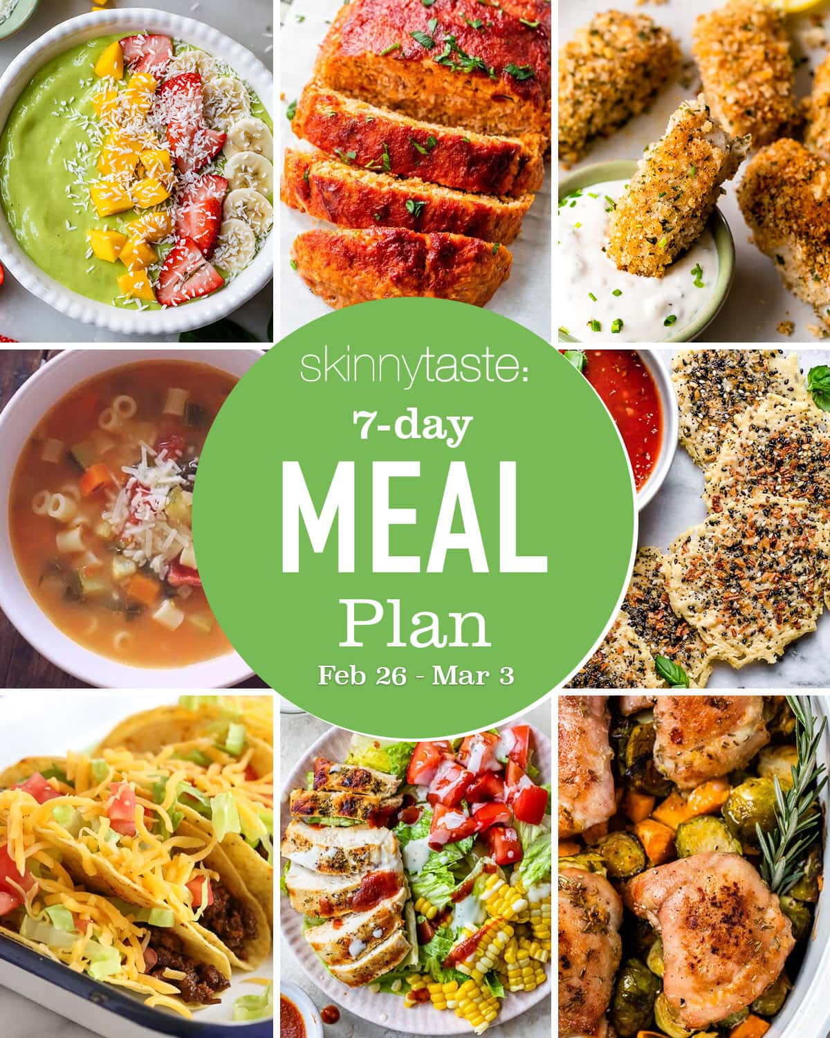 Free 7 Day Healthy Meal Plan (Feb 26-March 3)