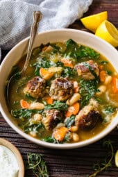 Tuscan White Bean Soup with Meatballs