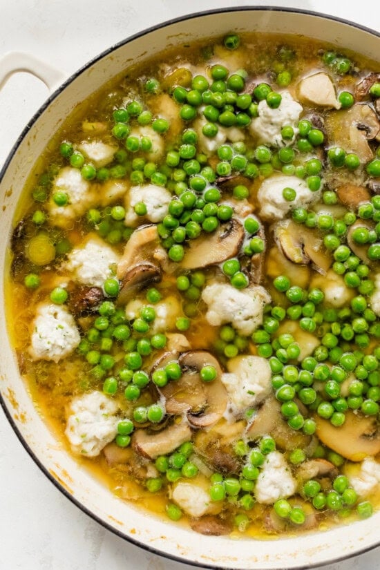 Add peas to the chicken