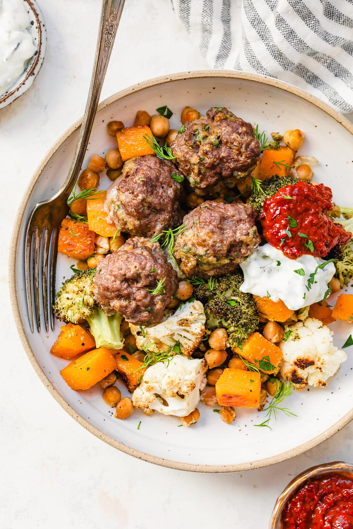 Sheet Pan Meatballs with Chickpeas Cauliflower and Butternut