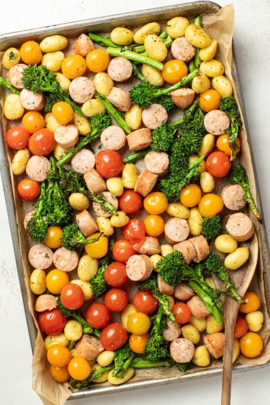 Sheet Pan Gnocchi and Sausage with Tomatoes and Broccolini