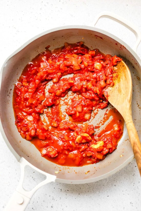saute onion and tomato paste