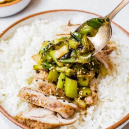 Grilled Boneless Chicken Thighs with Charred Scallion Sauce