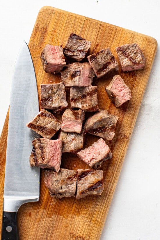 steak cut into cubes