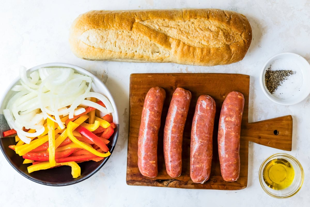 sausage and pepper ingredients
