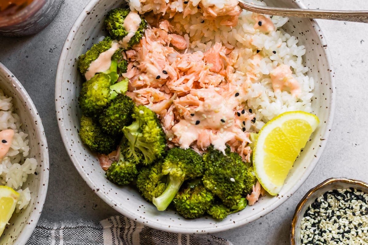 Salmon Broccoli Rice Bowl