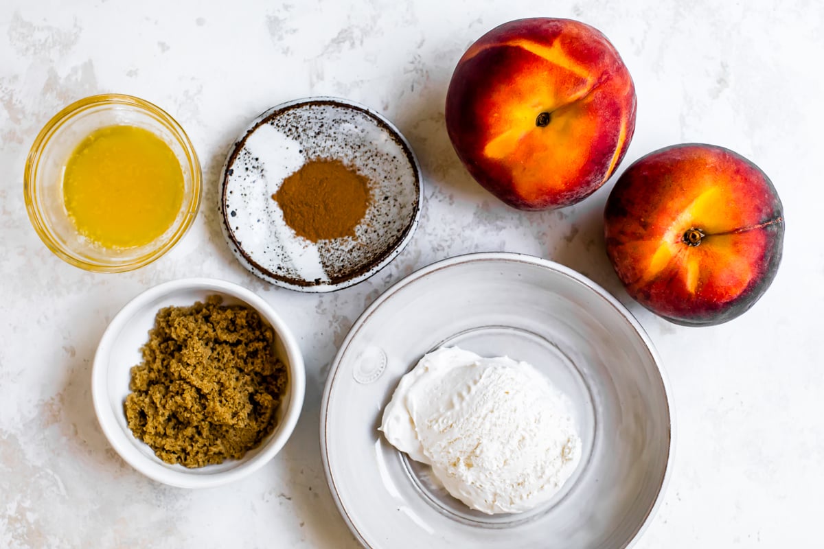 Peaches, cinnamon, sugar, butter