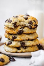 Soft cottage cheese chocolate chip cookie with melted chocolate chips