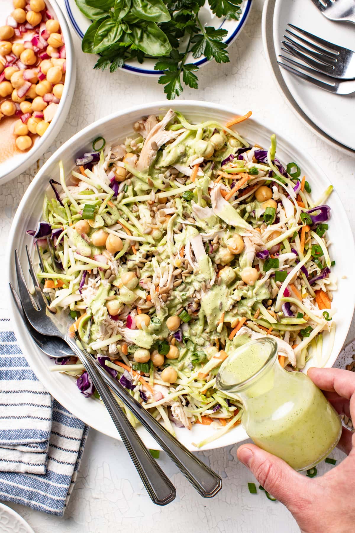 Green Goddess Chicken Chickpea Salad