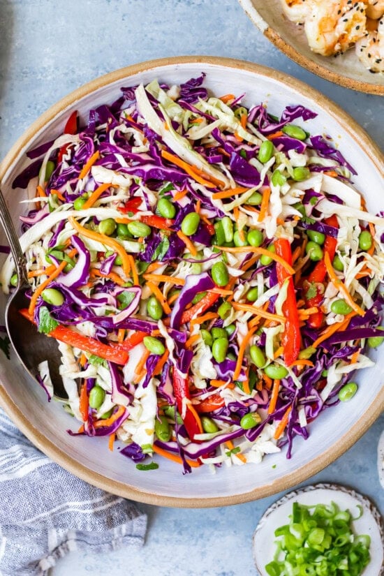 crunchy edamame cabbage slaw