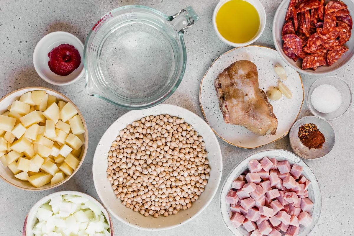 Spanish Garbanzo Bean Stew ingredients