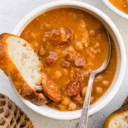 Instant Pot Spanish Garbanzo Stew with bread