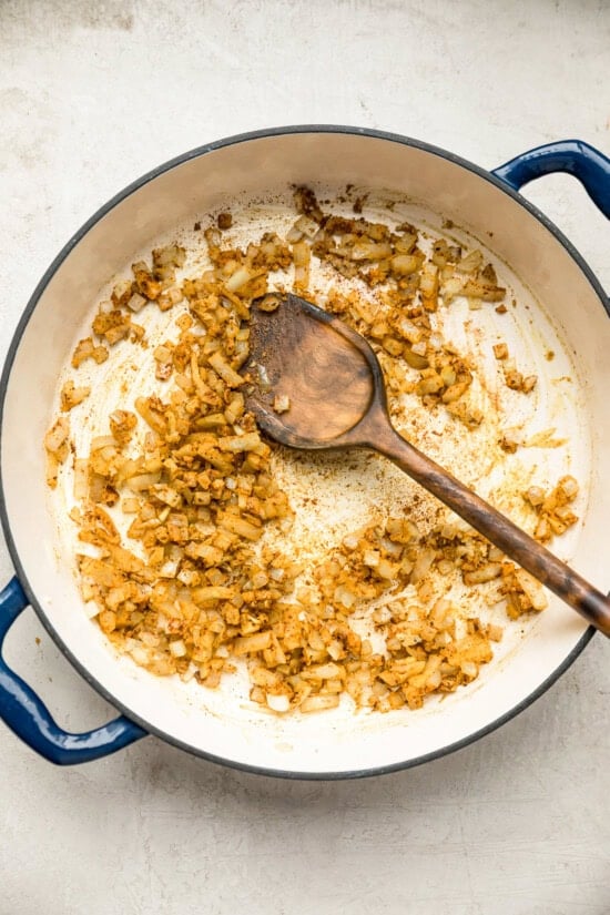 saute onions with spices