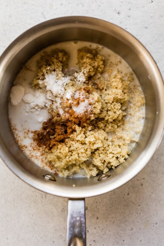 quinoa cooked with coconut milk and cinnamon