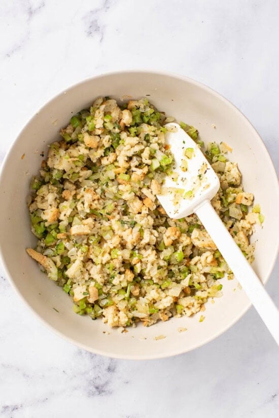 Saute stuffing with celery and onion